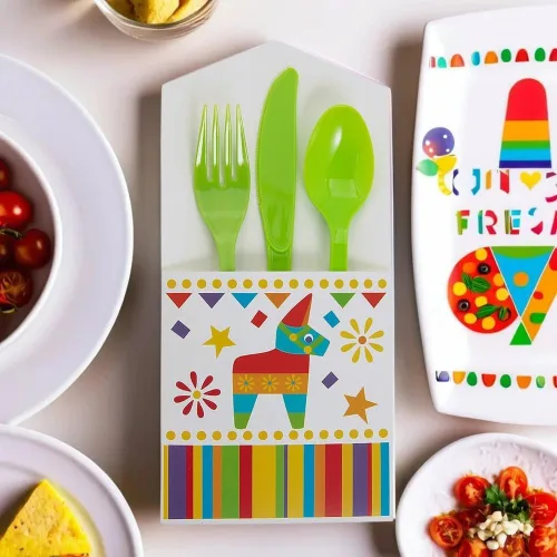 Vista 4 de Fun Express Cubertería Fiesta – 50 piezas – Ideal para Cinco de Mayo, fiestas, cumpleaños y otros eventos