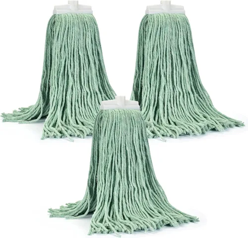Vista 21 de Matthew - Cabezales de repuesto para trapeador húmedo de algodón resistente (azul, mediano, paquete de 12) con 2 paños de microfibra para uso