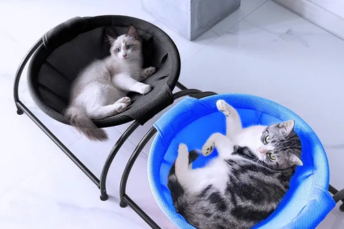 Vista 5 de MW Hamaca para gatos de pie independiente para gatos pequeños y grandes, lavable (azul)