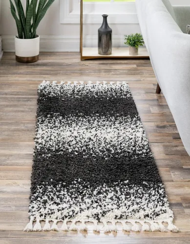 Vista 13 de Unique Loom Hygge Shag Collection - Alfombra rectangular de 2 pies 2 pulgadas x 3 pies 1 pulgada, color blanco y negro