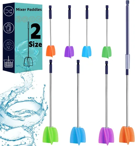 Vista 8 de 4 paletas mezcladoras de pintura y resina reutilizables para mezclar resina epoxi, pintura, esmalte cerámico y reducir burbujas, mezclador