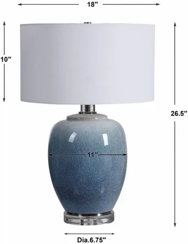 Vista 3 de Uttermost Blue Waters Ombre Lámpara de mesa de cerámica azul claro