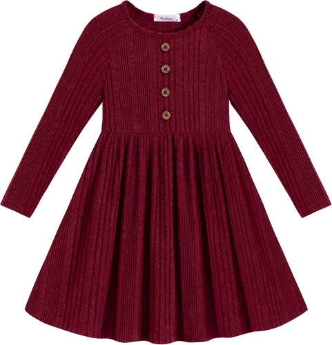 Vista 7 de Arshiner Suéter de manga larga para niñas pequeñas, vestidos de otoño e Verde