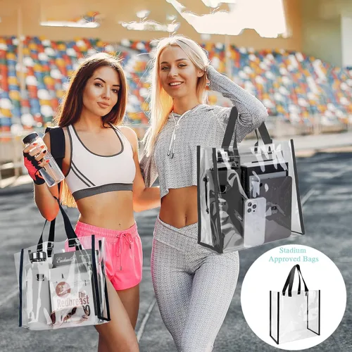 Vista 7 de Paterr 30 piezas de bolsas transparentes aprobadas para estadio, paquete al por mayor de 10 x 10 x 4 pulgadas, bolsas de regalo transparentes
