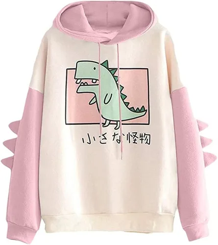 Vista 7 de Fronage Sudadera con capucha para adolescentes y niñas, de manga larga, linda sudadera con capucha, sudaderas con capucha para mujer H Black a