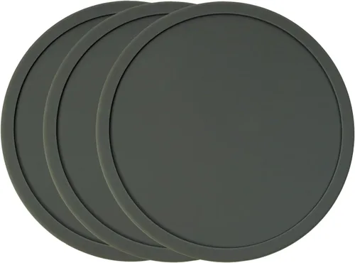 Vista 14 de ONLYKXY 3 posavasos de silicona de 3.93 pulgadas, posavasos redondos para bebidas, café, té (negro)