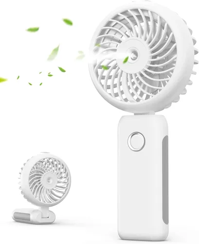 Vista 8 de RNKRUN Ventilador de mano portátil, ventilador plegable personal recargable por USB de 4000 mAh con tanque de agua, pulverizador de niebla de agua