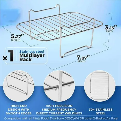 Vista 6 de Estante para freidora de aire para freidora de aire de doble cesta, accesorios para freidora de aire compatibles con Ninja Foodi DZ201/401