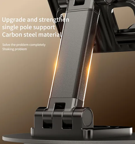 Vista 6 de Soporte giratorio para teléfono móvil de 360°, base de soporte plegable para teléfono de escritorio totalmente ajustable, soporte plegable