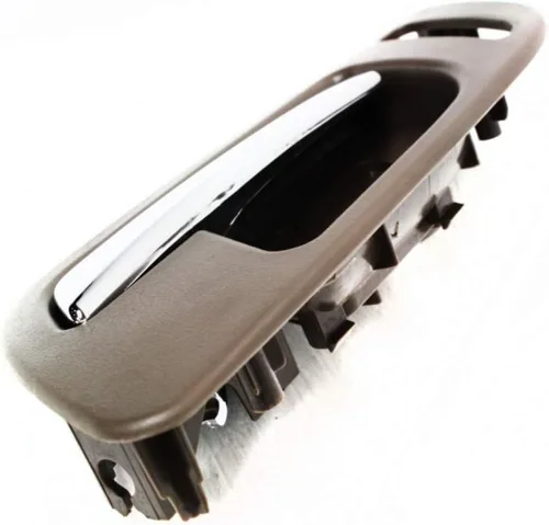 Vista 6 de Para GMC Yukon XL 1500 Manija de puerta interior delantera, lado del pasajero, bisel marrón con palanca cromada 2007-2014 Recorte: SLE/SLT/Denali