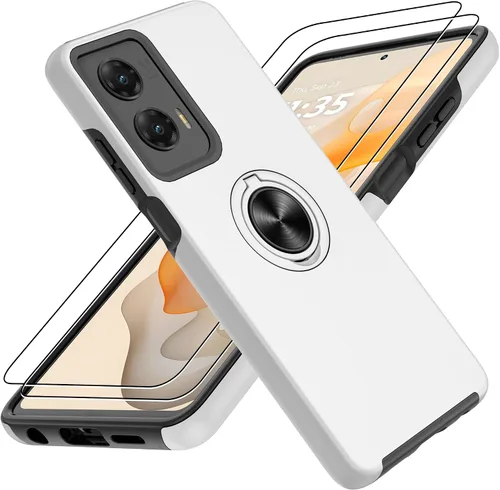 Vista 29 de Gritup - Funda para Galaxy A05S con protector de pantalla HD×2, funda protectora para teléfono a prueba de golpes con soporte magnético de anillo