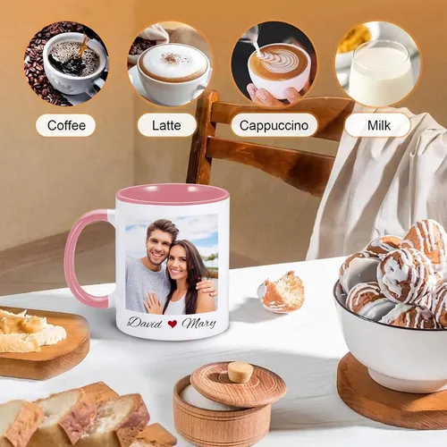 Vista 6 de Taza de café personalizada con texto fotográfico, taza de café personalizada, regalos personalizados para hombres y mujeres, taza con foto