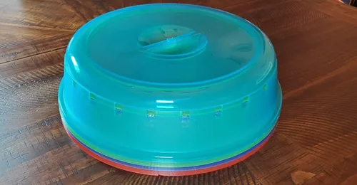 Vista 2 de Rock Paquete de 4 cubiertas para salpicaduras de platos para microondas. Mantén tu microondas limpio mientras calientas artículos desordenados