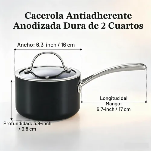 Vista 3 de Cooks Standard NC-00340 – Sartén con tapa de grado Premium, anodizado, sólido, antiadherente, Negro