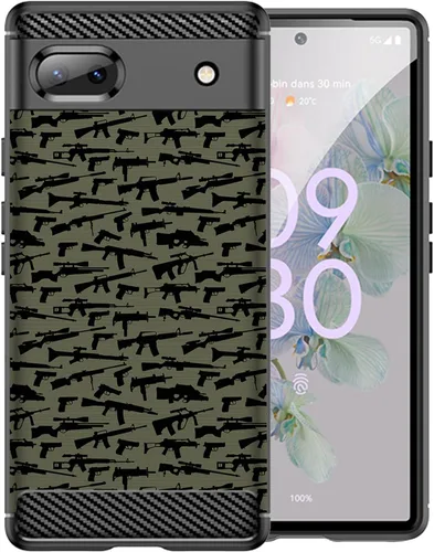 Vista 16 de CasesOnDeck - Funda de TPU negra compatible con Google Pixel 6A (2022) / Pixel 6A, delgada, minimalista, flexible, texturizada, formas abstractas