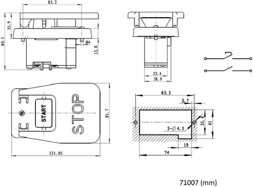 Vista 6 de Powertec 120V/230V Interruptor de paleta de voltaje dual con tornillos, 28 amperios, palanca de rodilla para herramientas eléctricas