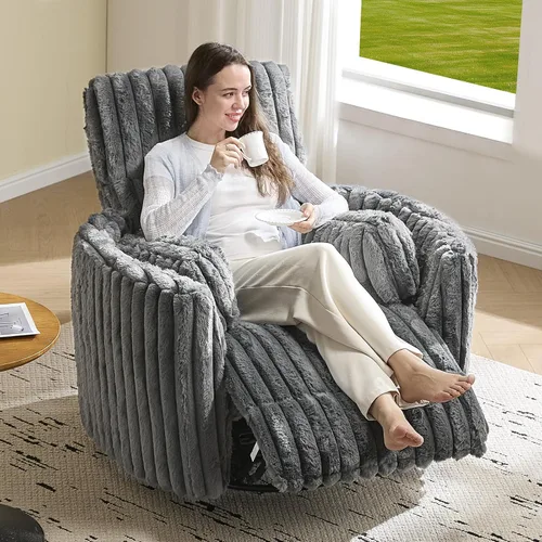 Vista 3 de Jocisland Mecedora giratoria reclinable, silla de guardería eléctrica y Gris oscuro