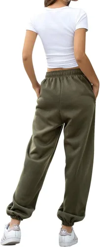 Vista 2 de HeSaYep - Pantalones deportivos de cintura alta para mujer, pantalones deportivos holgados para descansar