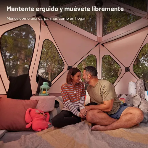 Vista 2 de ACACIA - Tienda de campaña para acampar, tienda desplegable con 8 ventanas y estera, tienda central impermeable y resistente al viento, fácil