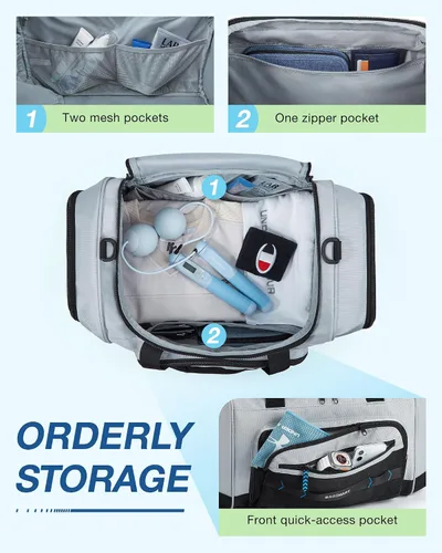 Vista 3 de BAGSMART Bolsa de gimnasio para hombres y mujeres, bolsa de viaje deportiva con compartimento para zapatos y bolsillo húmedo, bolsa de transporte