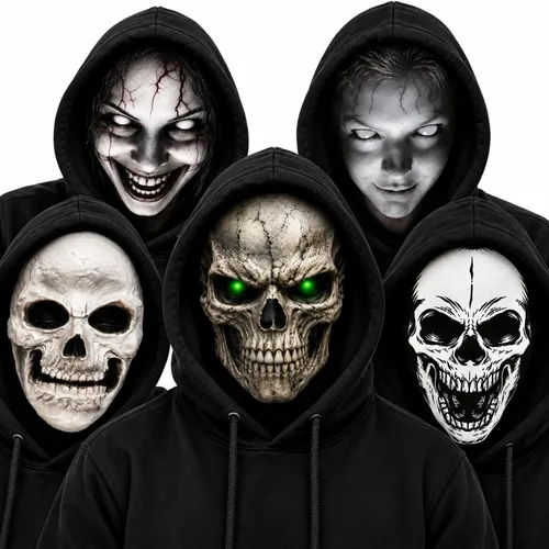 Vista 11 de Pasamontañas de Halloween, máscara de esquí de calavera aterradora para Black