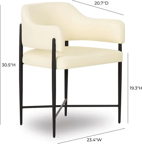 Vista 3 de Tov Furniture Sezanne Silla de comedor (crema, cuero vegano)