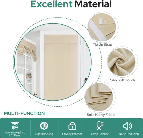 Vista 5 de HOMEIDEAS Cortinas Opacas para Puerta Francesa para Ventana de Puerta, Juego de 2 Cortinas de Privacidad, Cobertura para Ventana de Vidrio, Cortinas