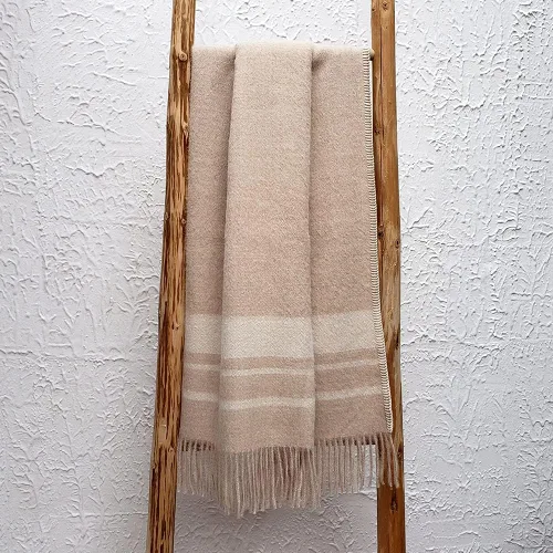 Vista 5 de Mountain Whipstitch - Manta ecológica de lana de alpaca 100% sin teñir, colores naturales, suave y cálido, diseño a rayas, 72 x 52 pulgadas