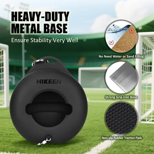 Vista 2 de Hikeen Juego de entrenamiento de fútbol con base de metal, equipo de entrenamiento individual portátil con pelota de rebote, regalo popular