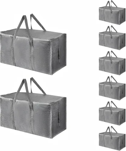Vista 39 de Paquete de 4 bolsas de mudanza extra grandes y resistentes, bolsas de almacenamiento impermeables con asas y cremalleras, plegables para dormitorio