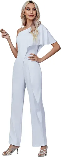 Vista 4 de LYANER Mono de trabajo de manga corta abombada y pantalones de lápiz para mujer
