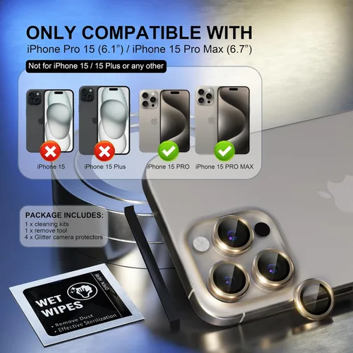 Vista 354 de Choiche Compatible para iPhone 16 Pro/iPhone 16 Pro Max Protector de Lente de Cámara, Vidrio Templado 9H Protector de Pantalla de Cubierta de Cámara