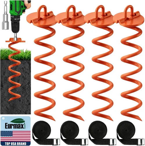 Vista 11 de Anclajes de suelo Eurmax USA Anclajes de trampolines con tornillo para vientos fuertes Estacas de tienda de campaña de alta resistencia Anclajes