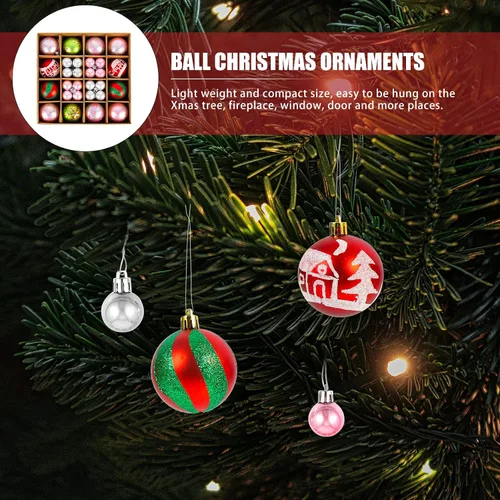 Vista 3 de LUOZZY 44 bolas colgantes para árbol de Navidad, adornos de bola de Navidad de plástico, colgante de bola de Navidad