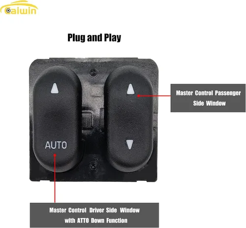 Vista 2 de Interruptor de ventana eléctrica principal del lado del conductor compatible con Ford F-150/1999 2000 F250 F350/2001 2002 Ford Lobo 2 puertas Pickup