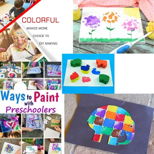 Vista 4 de Juego de 100 pinceles para niños sin derrames, con tapas de colores y bata de arte, juego de 100 pinceles para niños, pinceles de pintura para niños