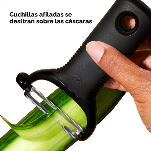 Vista 4 de OXO Internacional 21081 Good Grips pelador de verduras "Y", acero inoxidable, negro., Negro