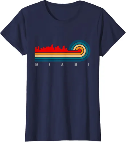 Vista 32 de Camiseta Retro City of Miami Florida, Negro