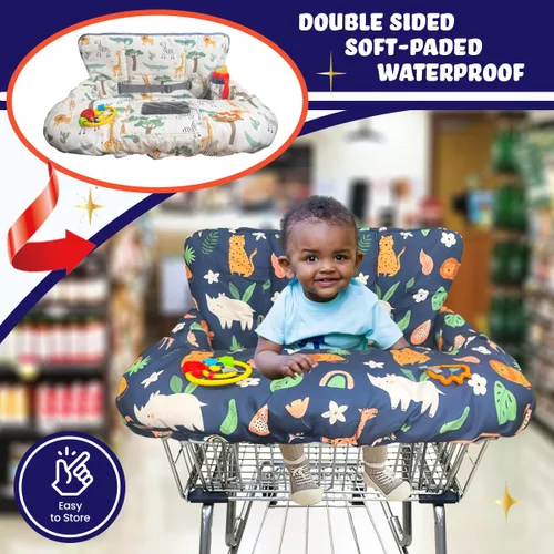 Vista 6 de Funda para carrito de compras para bebés y niños pequeños, funda impermeable para carrito de comestibles y silla alta, funda acolchada suave