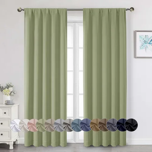 Vista 85 de Cortinas opacas para dormitorio, sala de estar, juego de 2 paneles de 54 pulgadas de largo, cortinas de oscurecimiento de habitación con aislamiento