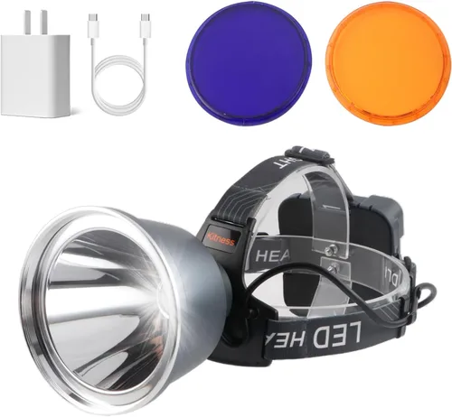 Vista 9 de Linterna frontal recargable LED superbrillante, 6 modos de luz ajustables, impermeable, función de corriente constante, ligera, perfecta