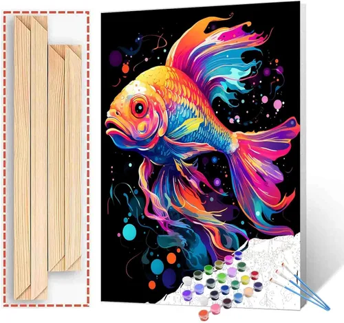 Vista 37 de Tucocoo Kit de pintura por números de lobo colorido, lienzo de 16 x 20 pulgadas, pintura al óleo digital para adultos con pinceles y pigmento Obras