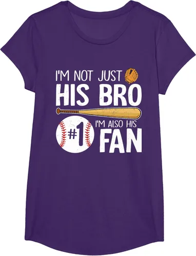 Vista 17 de Camiseta Baseball Brother I'm Not Just His Bro I'm His Number One Fan, Negro