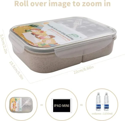Vista 6 de MISS BIG Caja bento, caja Bento para niños y adultos, lonchera ideal a prueba de fugas para niños, lonchera para niños, sin BPA y sin tintes