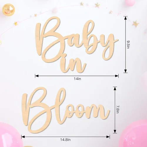 Vista 3 de Baby in Bloom - Decoraciones de madera para baby shower, letrero de madera para decoración de pared de bricolaje, telón de fondo de revelación