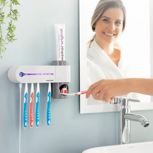 Vista 2 de Esterilizador UV de Cepillos Dentales con Soporte y Dispensador de Dentífrico Smiluv InnovaGoods