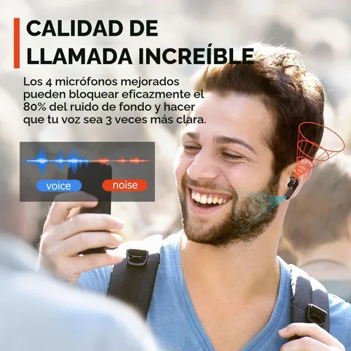 Vista 3 de EarFun Auriculares inalámbricos Air True Bluetooth con 4 micrófonos