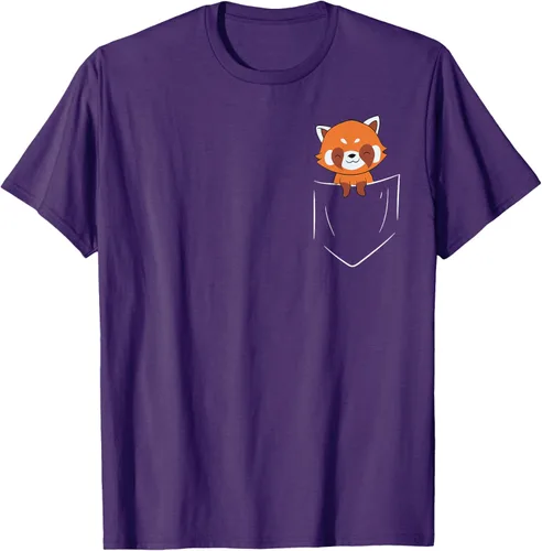 Vista 63 de Funny Red Panda In Pocket - Camiseta con bolsillo, Negro, S