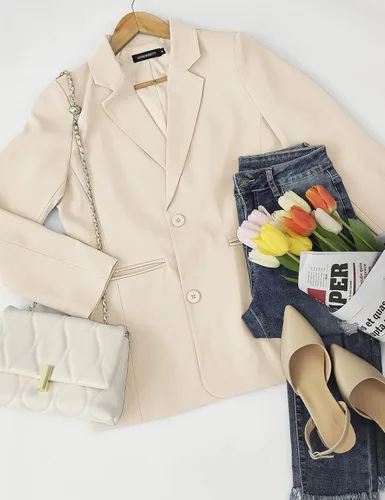 Vista 5 de MEROKEETY Blazers para mujer, de negocios, casual, 2025, otoño, de gran tamaño, manga larga, con solapa, chaqueta de trabajo y oficina