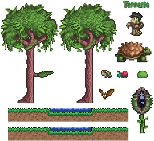 Vista 2 de Terraria Jungle Biome - Calcomanías de pared (juego de 10 piezas)